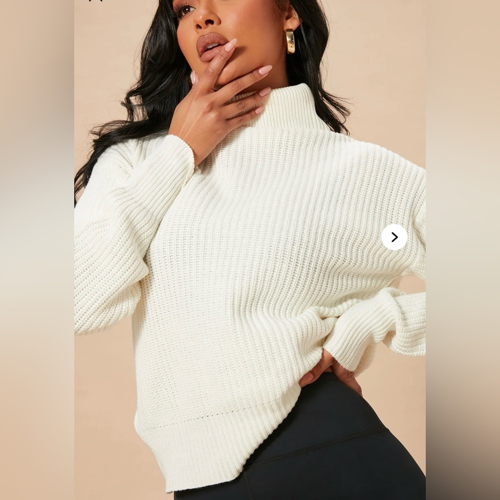 Fashion Nova Roll With The Flow Turtleneck Sweater – Ivory – Size M – NWT
